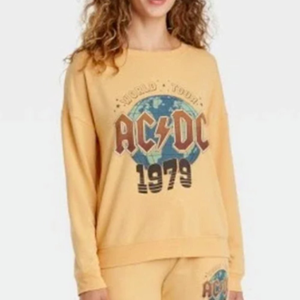 AC/DC World Tour 1979 Sweatshirt, Oversize Drop Shoulder Cut, sz S - fits Large